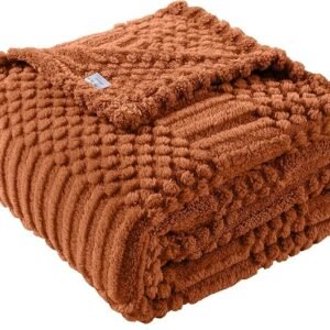 Rust Fleece Throw 50x70 — Soft, Fluffy, Cozy Blanket for Sofa, Bed & Living Room