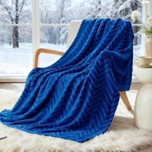 Plush Velvet Chevron Throw 50x60, Soft Lightweight Blanket for All Seasons