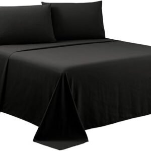 Queen Black 4-Piece Luxury Sheets, Deep Pocket, Fade & Wrinkle Resistant