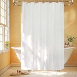 72x72 Waterproof Fabric Shower Curtain Liner with Magnets – White, Hotel Quality