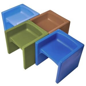 Children's Factory Cube Chairs, Set of 4, Woodland Flexible Seating for Kids