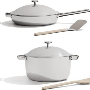 Titanium Pro Pan & Pot Duo – Tri-Ply Titanium/Stainless, Oven & Induction Safe