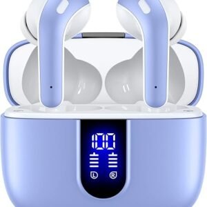True Wireless Bluetooth Earbuds, 60H Playtime, LED Display, IPX5, Mic