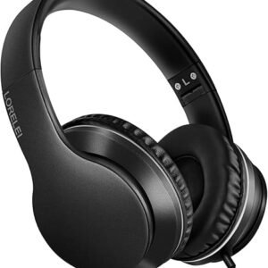 Over-Ear Wired Bass Headphones with Mic, Foldable, 1.45m Tangle-Free, Black