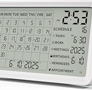 Digital Calendar Clock with Schedule Reminder, 8″ Large Display Desk/Wall