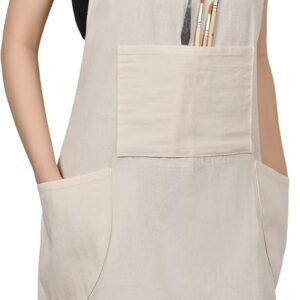 Painting Apron for Men & Women, Cotton Canvas with 3 Pockets