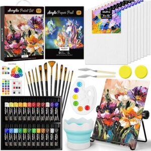 68PCS Acrylic Paint Set with Easel, Canvases & Brushes for Beginners