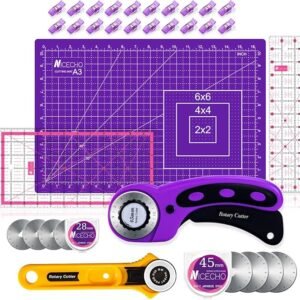 Rotary Cutter Set with Mat & Rulers, Sewing Quilting Kit for Beginners