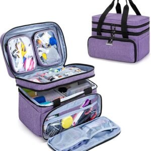 Double Layer Sewing Organizer Bag with 2 Detachable Pouches