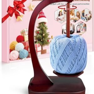 Wooden Yarn Holder with Magnetic Spinner for Crocheting & Knitting