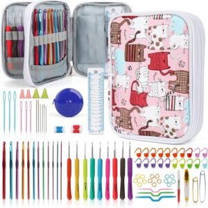 85-Piece Crochet Hooks Kit with Case, Ergonomic Hooks for Beginners
