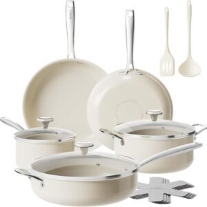 14-Piece Ceramic Nonstick Cookware Set, Induction-Safe, PFAS/PFOA-Free