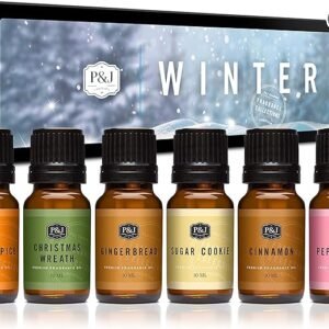 P&J Trading Winter Fragrance Oil Set, 6 Holiday Scents for Candle & Soap Making