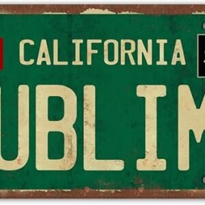 Vintage Sublime Long Beach Metal Tin Sign, 90s Grunge Hippie Wall Decor 12x6
