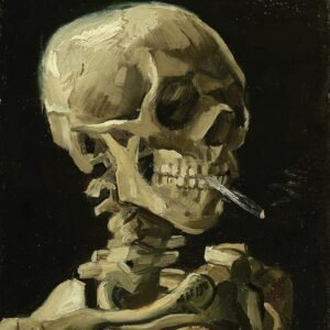 Van Gogh Skull with Cigarette Art Poster, Laminated 18x24 Skeleton Print
