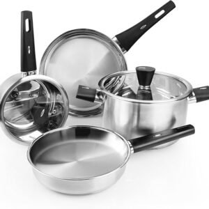 6-Piece Stainless Steel Nonstick Cookware Set, Non-Toxic, Dishwasher & Stove Safe