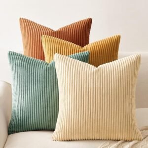 Decorative Throw Pillow Covers Set of 4, Soft Velvet Double-Sided Boho Farmhouse Decor 18x18