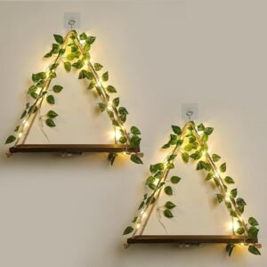 Floating Wall Shelves Set of 2, No-Drill Hanging Shelves for Plants & Aesthetic Decor