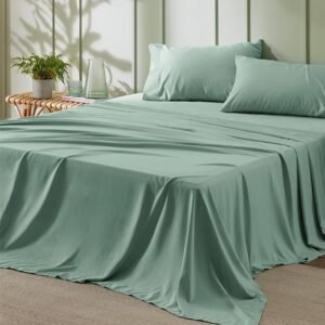 Queen Sheet Set, 4-Piece Soft Microfiber Sheets, Breathable Cooling Hotel Luxury, Mint Green