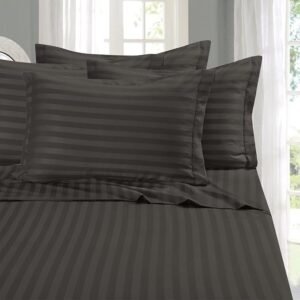 Elegant Comfort 6-Piece King Sheet Set, 1500 Premier Hotel Quality Damask Stripe, Grey