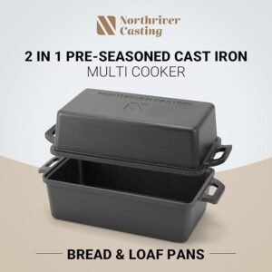 9×5 Cast Iron Loaf Pan with Lid, Even-Heat Bread Baking Pan for Homemade Loaves