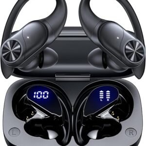 Bluetooth Earbuds with Earhook, 80H Playtime, Digital Display, IPX7 Waterproof X
