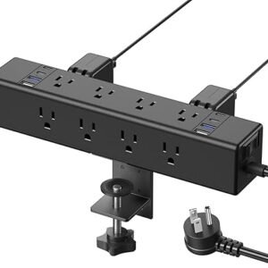 Desk Outlet Station with 12 Outlets, 20W USB-C, Clamp Surge Protector 4800J Pro