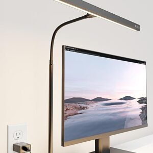 LED Desk Lamp with Gooseneck, 12W Eye-Caring Clamp Light, Touch Dimmable Office