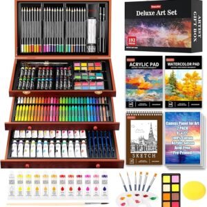 192-Pack Art Supplies Deluxe Drawing & Painting Set with Pads, Paints, Gifts XL