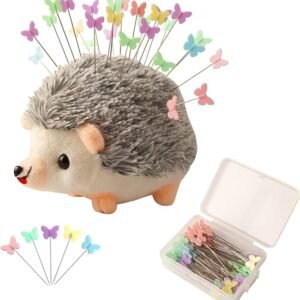 Hedgehog Pin Cushion Sewing Kit with 100 Colored Pins Cute Sewing Accessory Set
