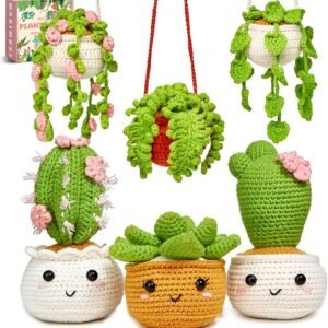 Crochet Starter Kit with Video Tutorials – 6 Hanging Potted Plant Amigurumi