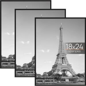 18x24 Black Picture Frames 3-Pack, Scratch-Proof Gallery Wall Poster Frames