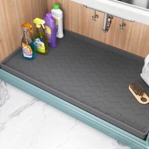 34"x22" Under Sink Waterproof Silicone Mat, Leak-Proof Cabinet Liner