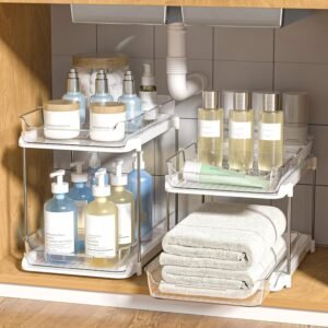 2 Pack 2 Tier Under Sink Pull-Out Storage Organizers