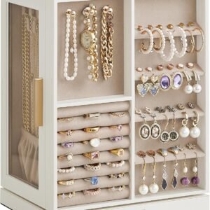 360° Rotating Jewelry Box with 5 Drawers Organizer