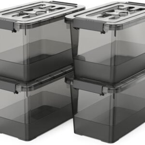 Clear Black Stackable Storage Bins With Lids 7 Quart