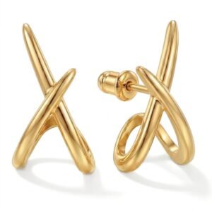 Women’s 14K Gold Minimalist Stud Earrings – Dainty Hypoallergenic Jewelry