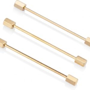 Men’s 3-Piece 60mm Collar Bar Pin Clip Set in Silver and Gold Tone