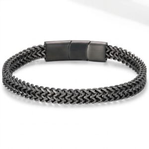 Men’s Stainless Steel Franco Chain Bracelet with Magnetic Clasp
