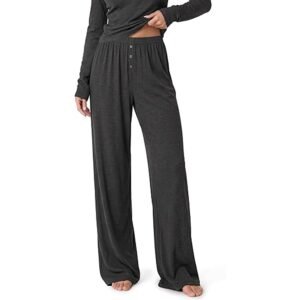 Women’s Bamboo Viscose Ribbed Wide Leg Lounge Pants