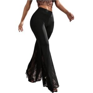 Women’s Floral Lace Flare Bell Bottom Pants