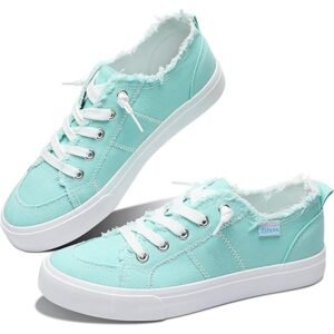 Women’s Washed Canvas Slip-On Sneakers with Leopard Print