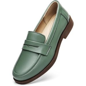 Women’s Leather Penny Loafers – Lightweight Slip-On Business Casual Shoes